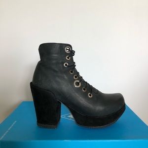 John Fluevog Black Platform Lace-up Boot